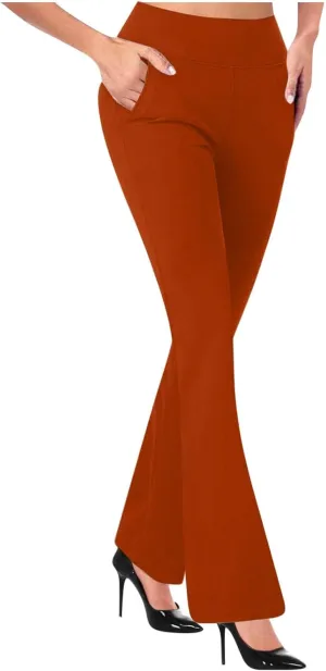 Women's Work Pants Stretch Flare High Waist Yoga Pant Dressy Soft Business Casual Slacks Comfy Office Trousers