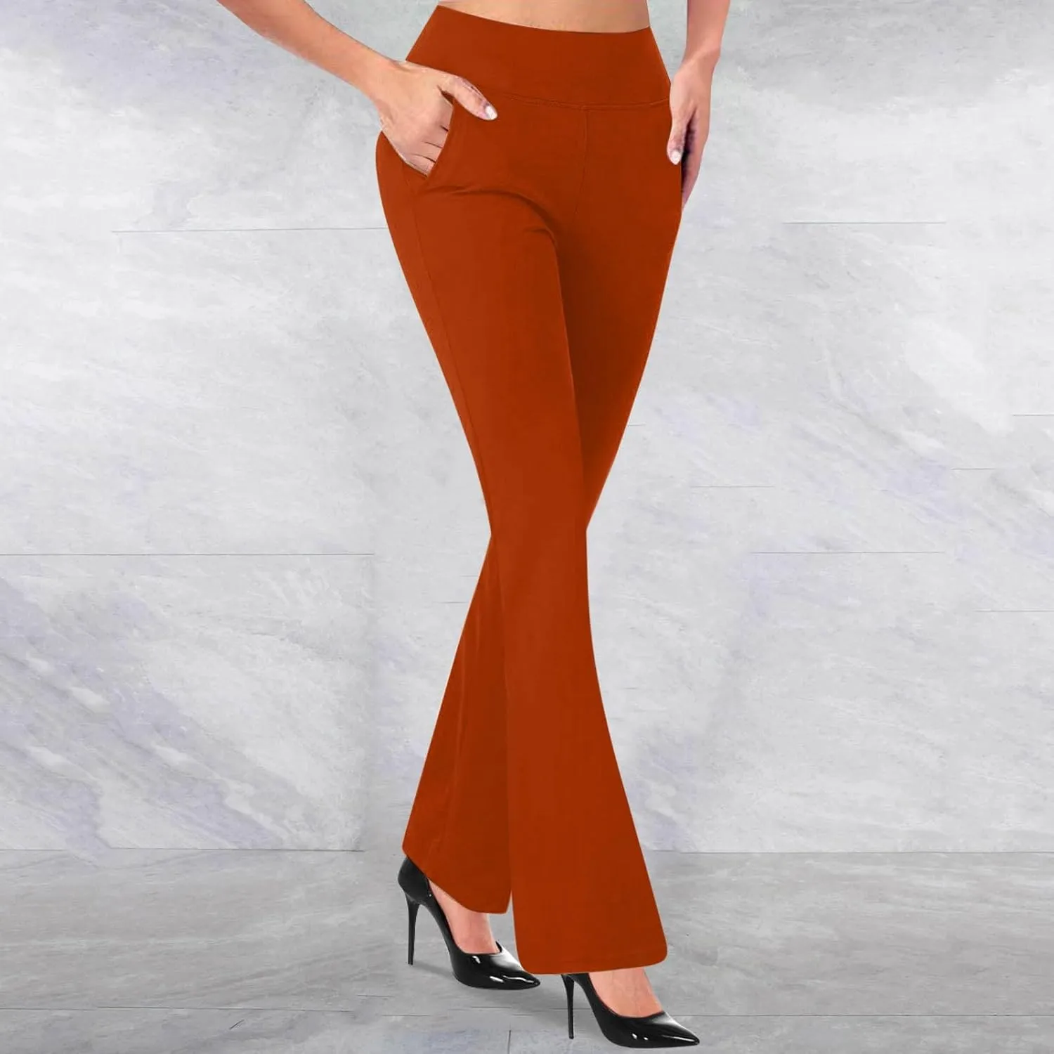 Women's Work Pants Stretch Flare High Waist Yoga Pant Dressy Soft Business Casual Slacks Comfy Office Trousers